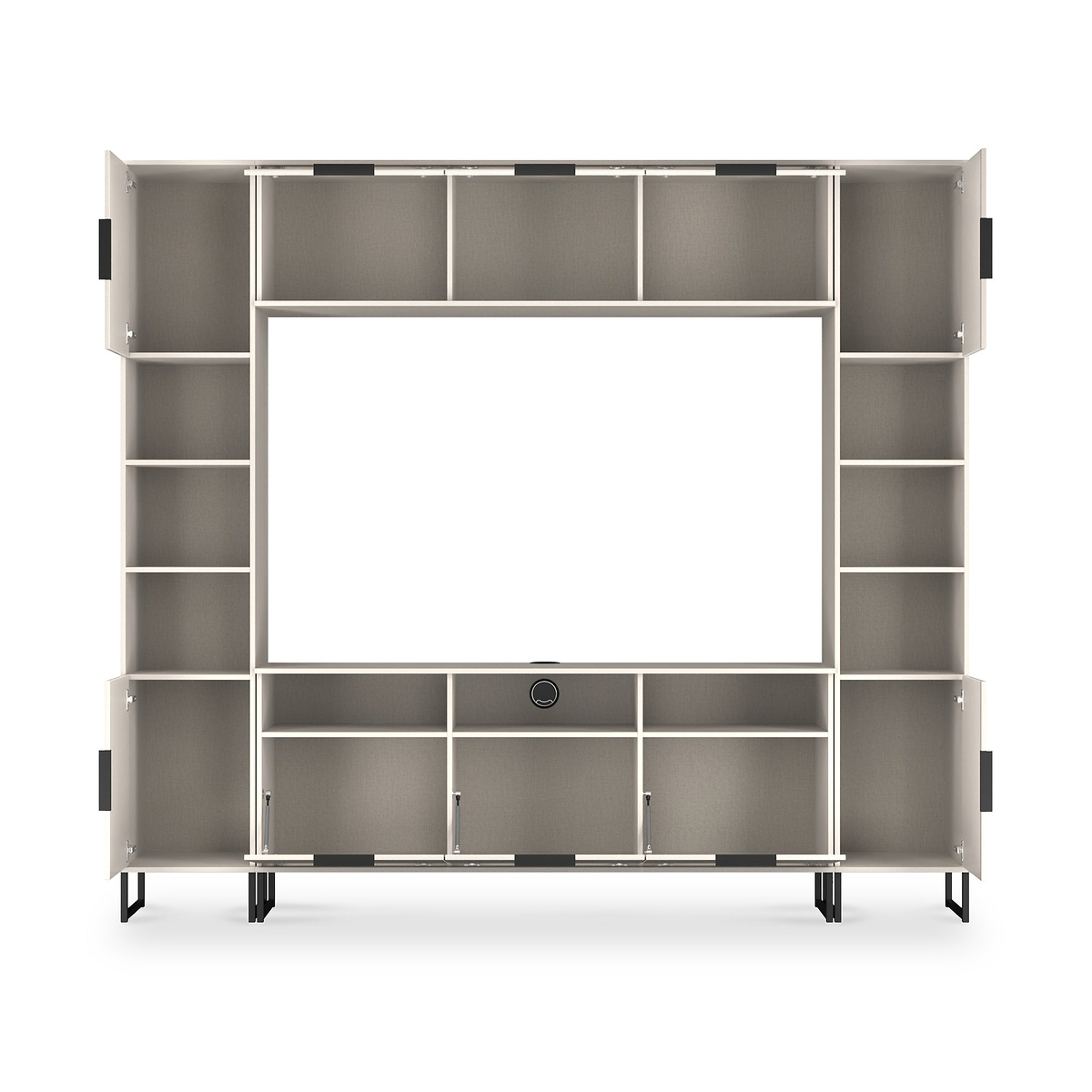 Ashbourne Multi Media Wall Unit with Overhead Storage Cashmere Matt from Roseland Furniture