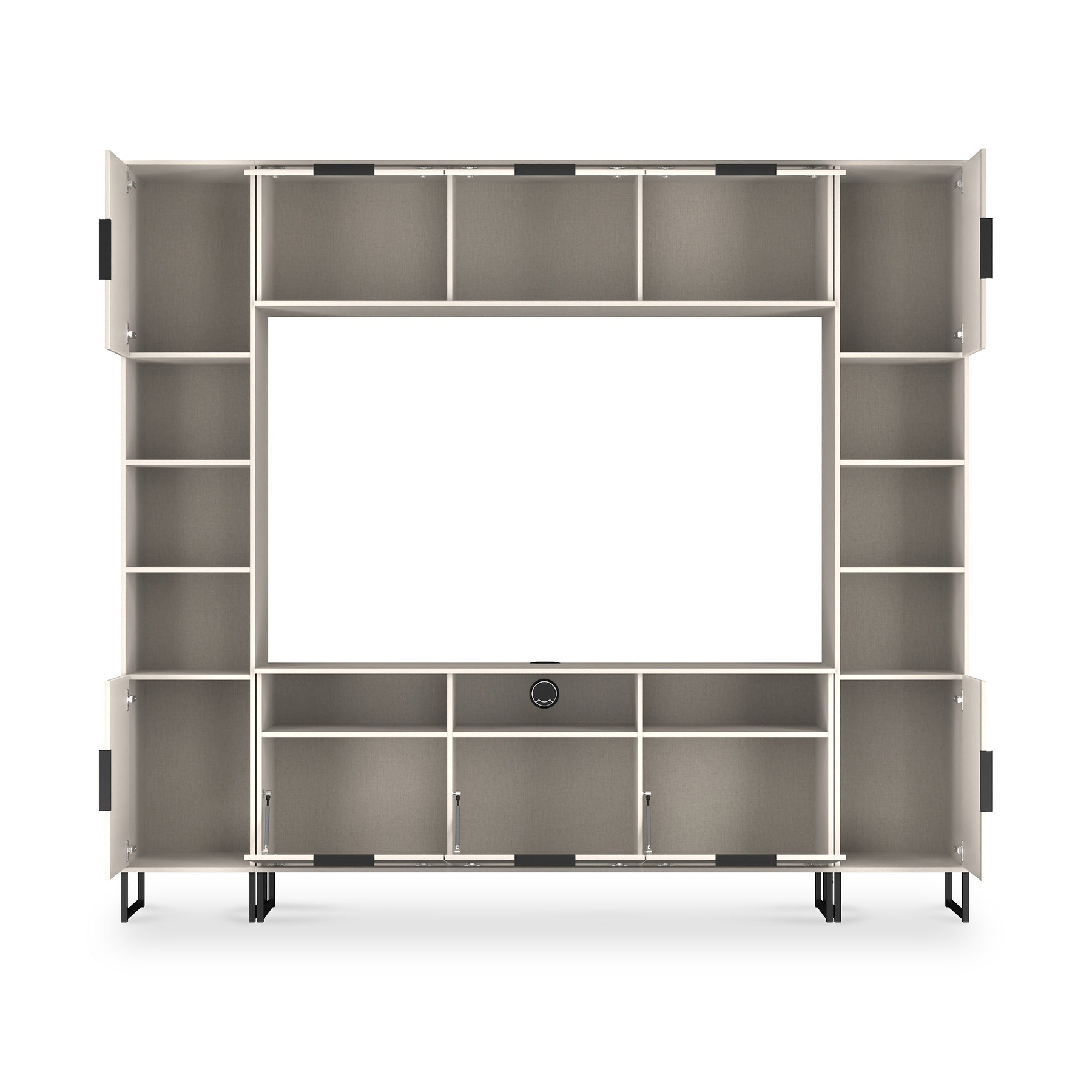 Ashbourne Multi Media Wall Unit with Overhead Storage Cashmere Matt from Roseland Furniture