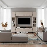 Ashbourne Multi Media Wall Unit with Overhead Storage Cashmere Matt from Roseland Furniture
