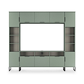 Ashbourne Multi Media Wall Unit with Overhead Storage Reed Green from Roseland Furniture
