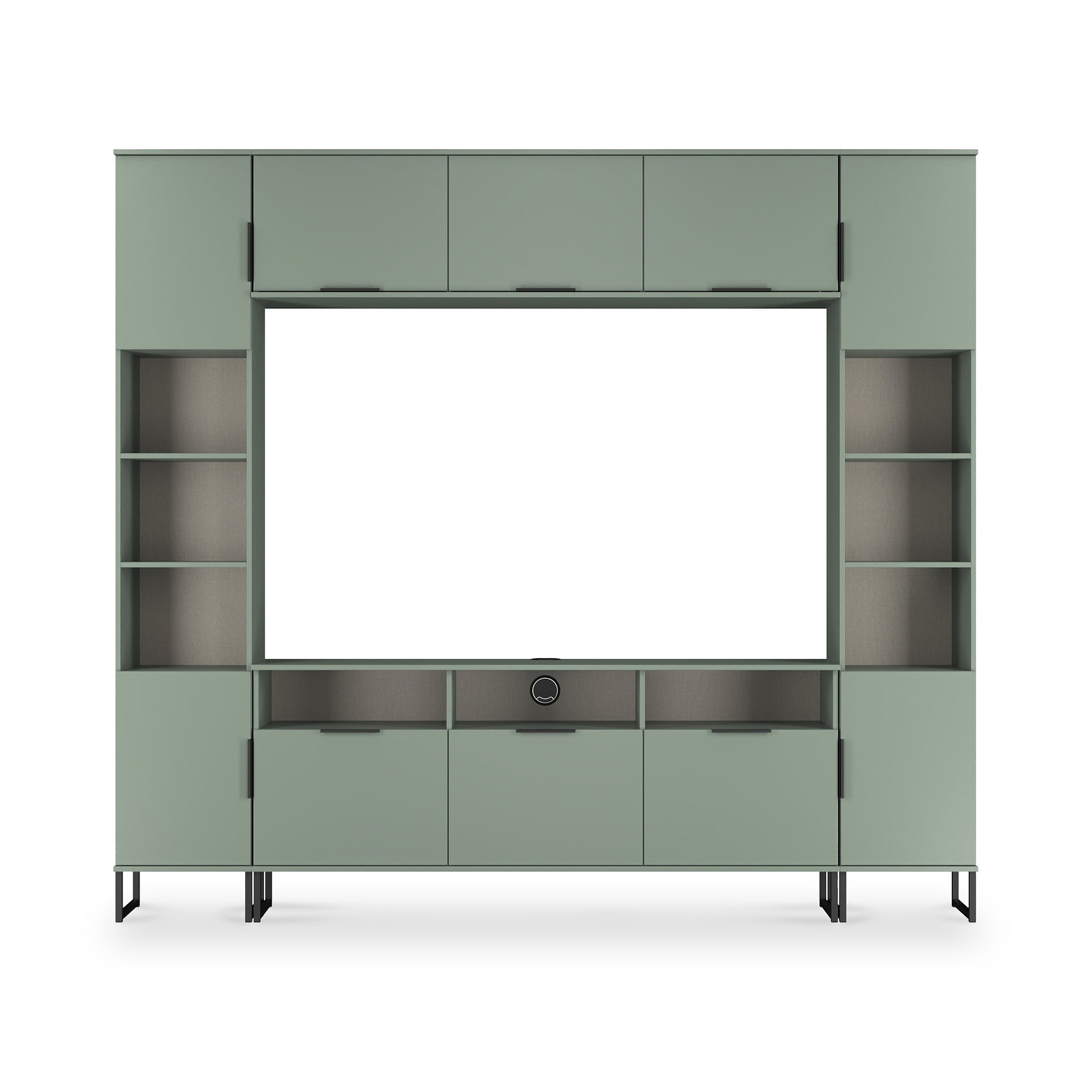 Ashbourne Multi Media Wall Unit with Overhead Storage Reed Green from Roseland Furniture