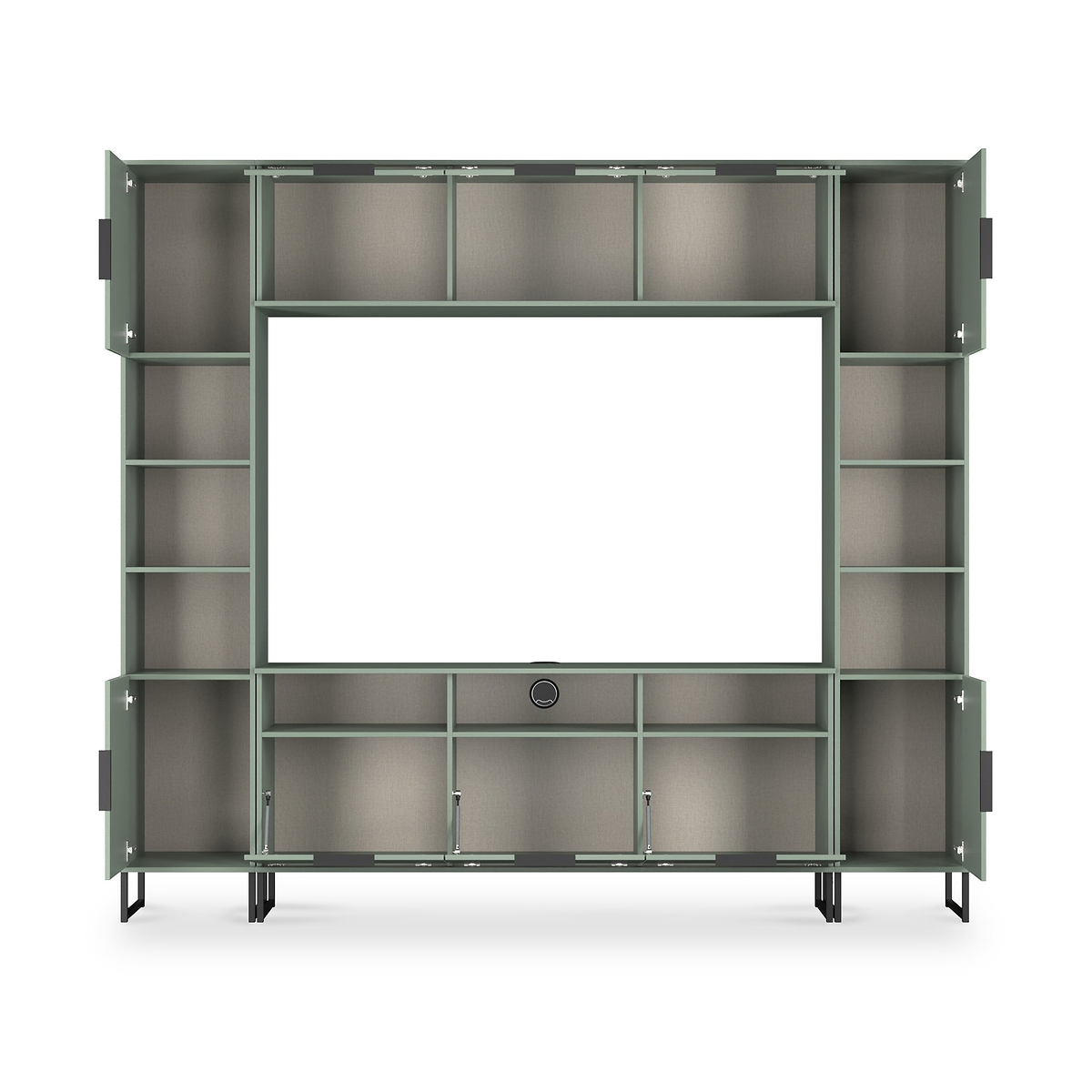 Ashbourne Multi Media Wall Unit with Overhead Storage Reed Green from Roseland Furniture