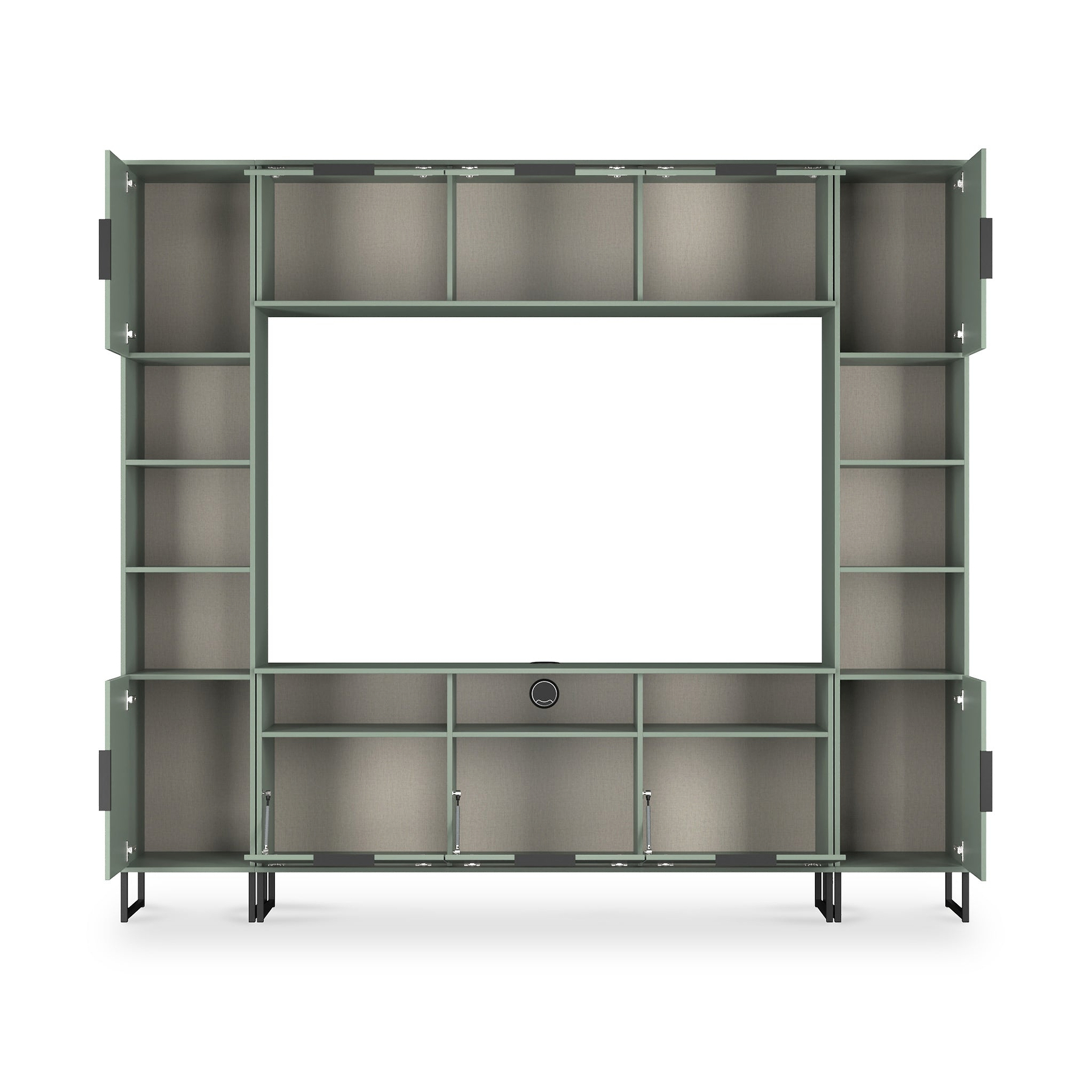 Ashbourne Multi Media Wall Unit with Overhead Storage Reed Green from Roseland Furniture