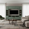 Ashbourne Multi Media Wall Unit with Overhead Storage Reed Green from Roseland Furniture