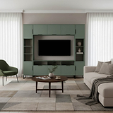Ashbourne Multi Media Wall Unit with Overhead Storage Reed Green from Roseland Furniture