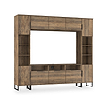 Ashbourne Multi Media Wall Unit with Overhead Storage Vintage Oak from Roseland Furniture