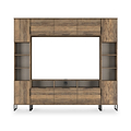 Ashbourne Multi Media Wall Unit with Overhead Storage Vintage Oak from Roseland Furniture