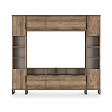 Ashbourne Multi Media Wall Unit with Overhead Storage Vintage Oak from Roseland Furniture