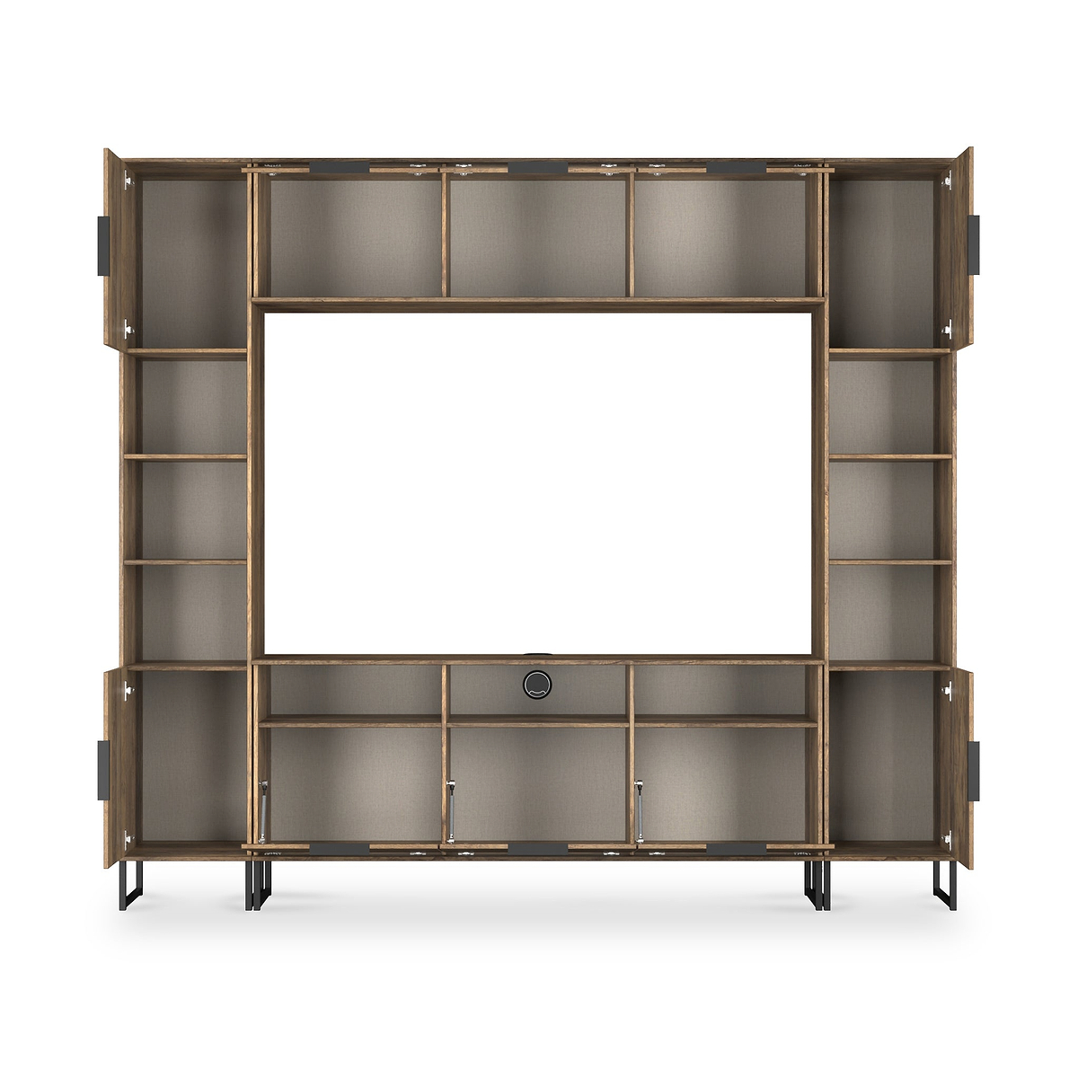 Ashbourne Multi Media Wall Unit with Overhead Storage Vintage Oak from Roseland Furniture