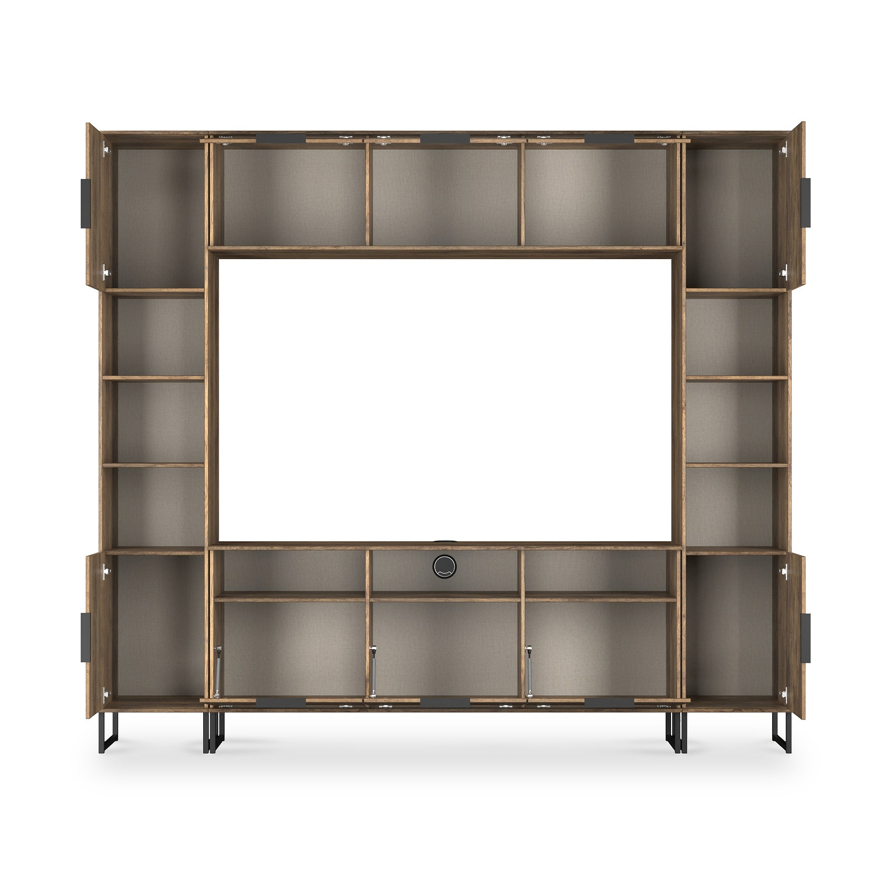 Ashbourne Multi Media Wall Unit with Overhead Storage Vintage Oak from Roseland Furniture