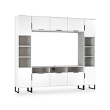 Ashbourne Multi Media Wall Unit with Overhead Storage White Matt from Roseland Furniture