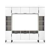 Ashbourne Multi Media Wall Unit with Overhead Storage White Matt from Roseland Furniture