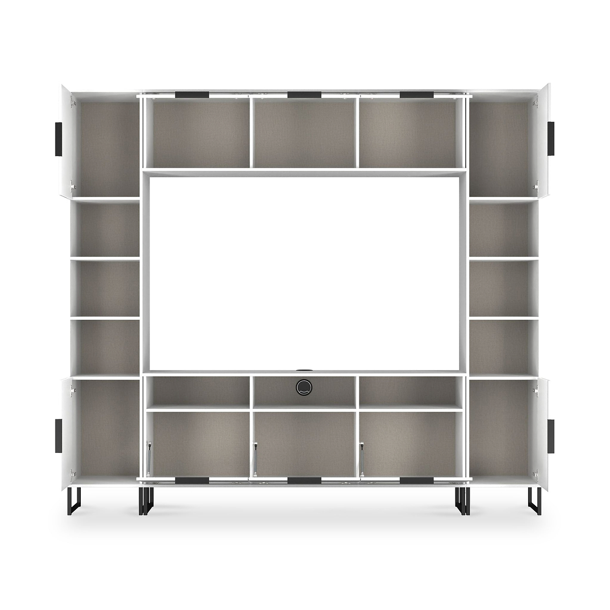 Ashbourne Multi Media Wall Unit with Overhead Storage White Matt from Roseland Furniture