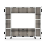 Ashbourne Multi Media Wall Unit with Overhead Storage White Matt from Roseland Furniture
