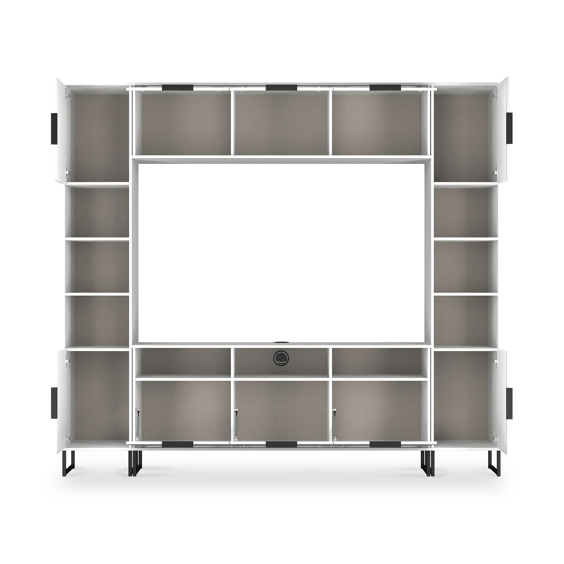 Ashbourne Multi Media Wall Unit with Overhead Storage White Matt from Roseland Furniture