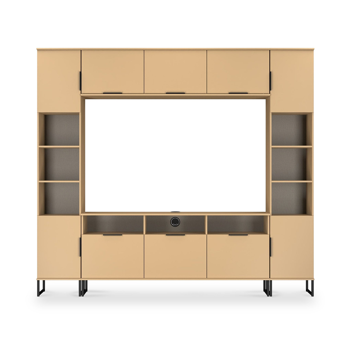 Ashbourne Multi Media Wall Unit with Overhead Storage Yellow Matt from Roseland Furniture