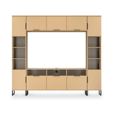 Ashbourne Multi Media Wall Unit with Overhead Storage Yellow Matt from Roseland Furniture