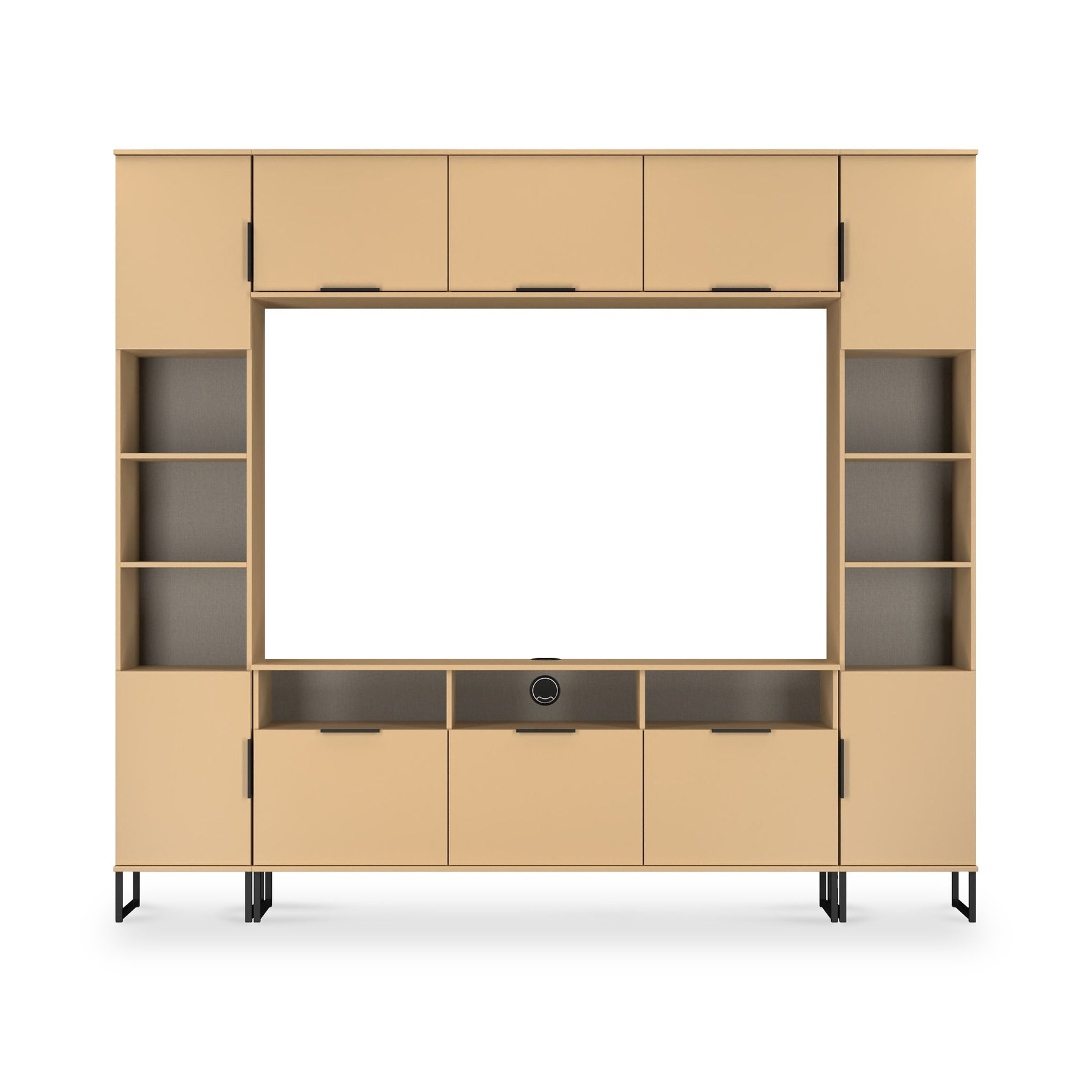 Ashbourne Multi Media Wall Unit with Overhead Storage Yellow Matt from Roseland Furniture