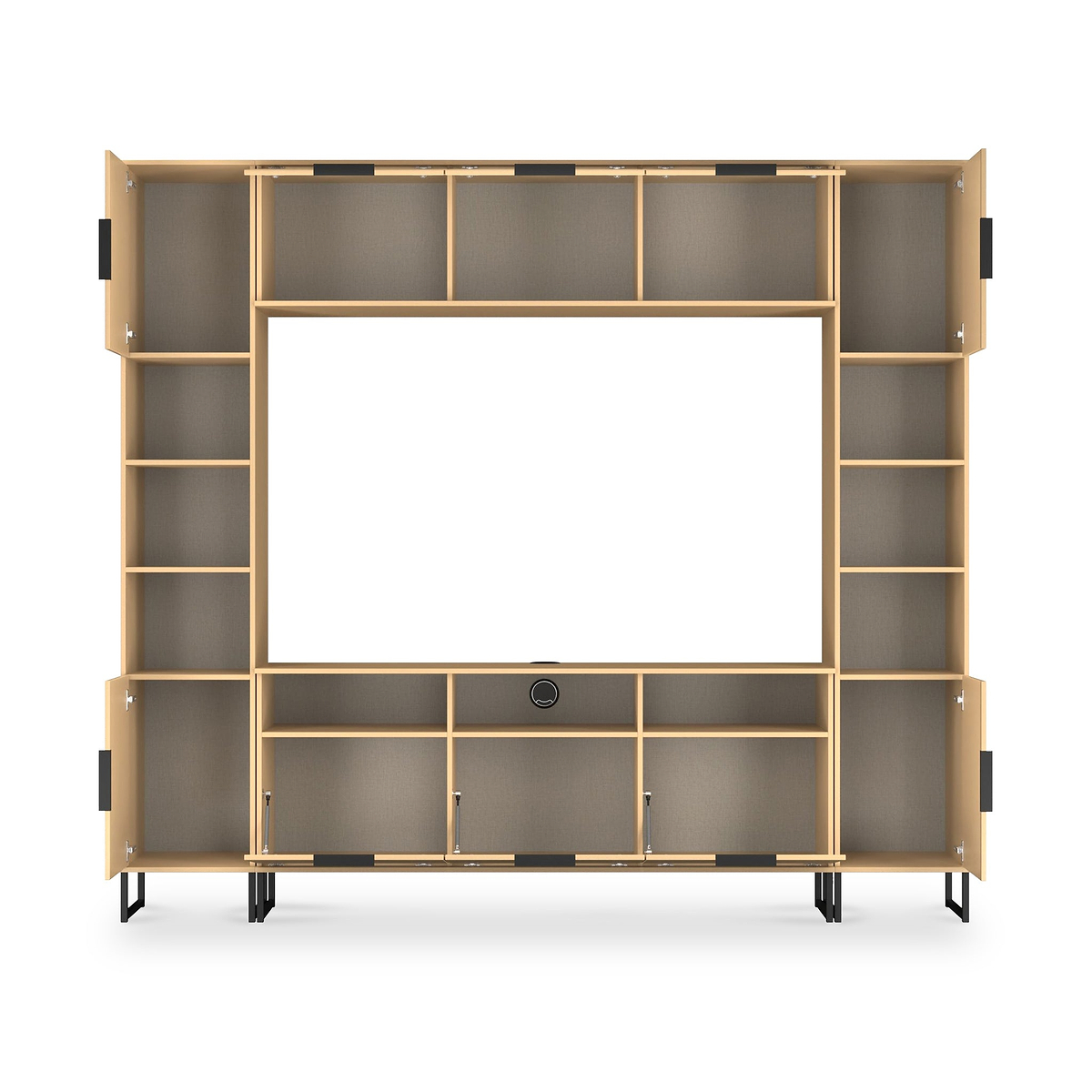 Ashbourne Multi Media Wall Unit with Overhead Storage Yellow Matt from Roseland Furniture