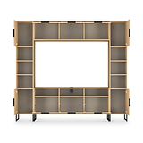 Ashbourne Multi Media Wall Unit with Overhead Storage Yellow Matt from Roseland Furniture