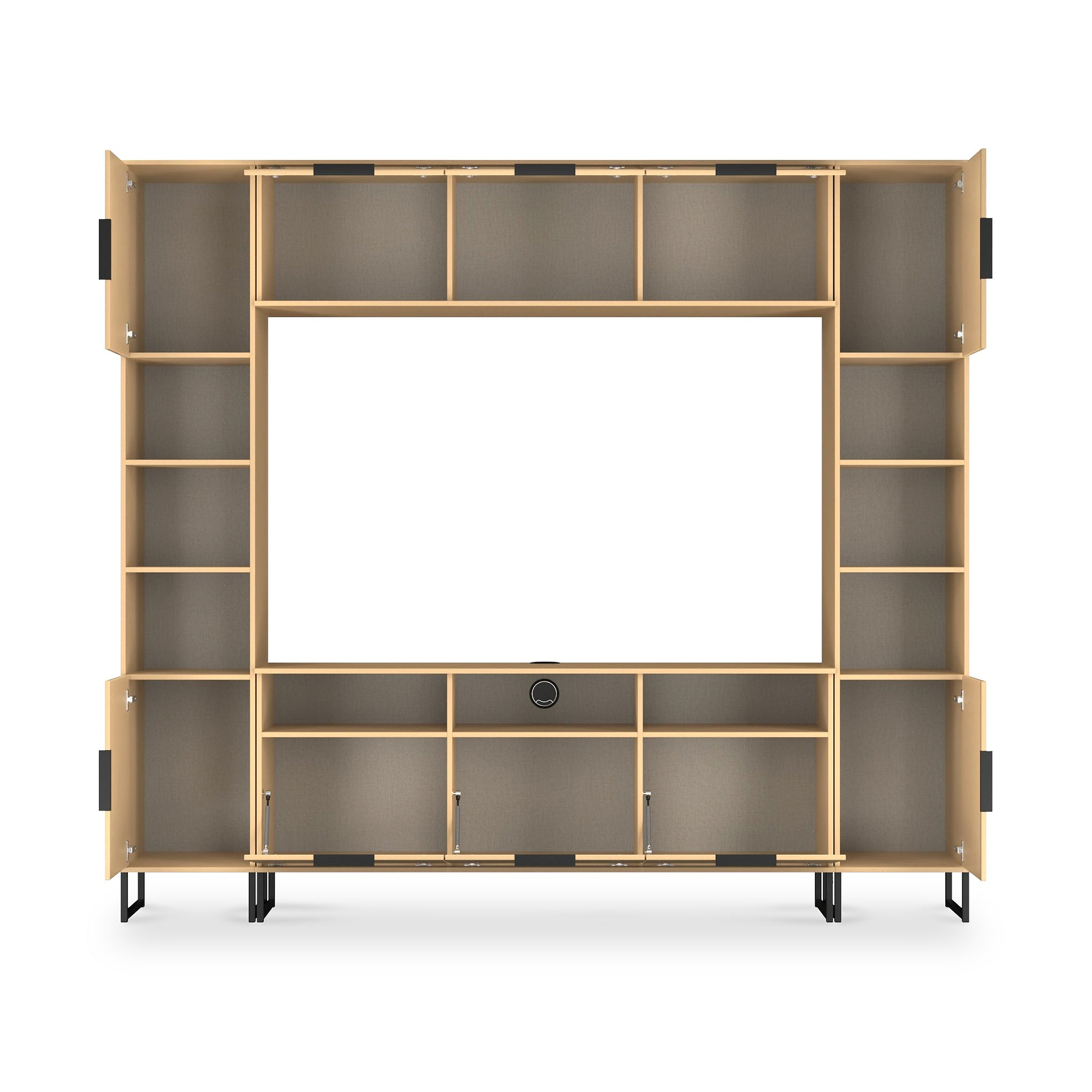 Ashbourne Multi Media Wall Unit with Overhead Storage Yellow Matt from Roseland Furniture
