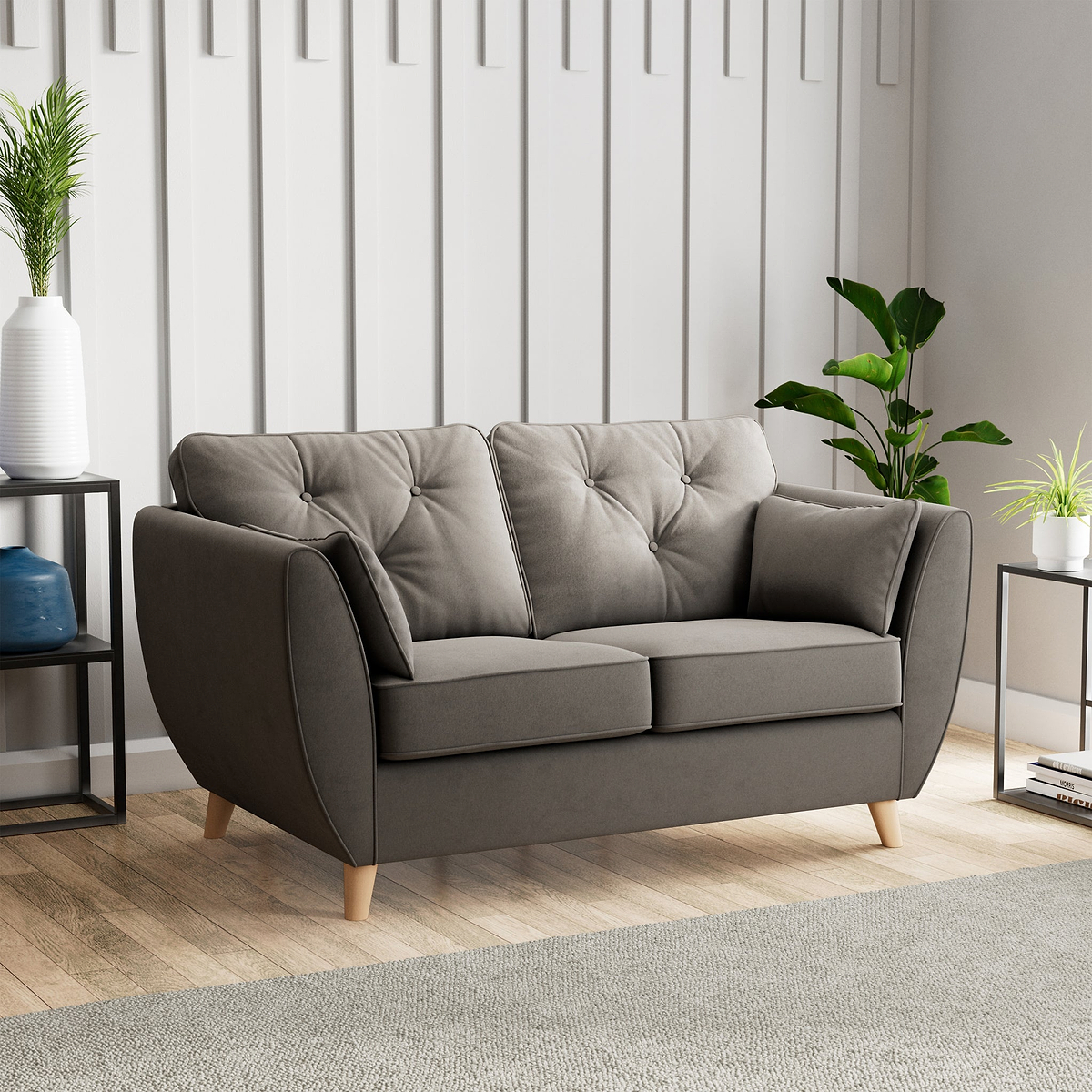 Edison 2 Seater Sofa Light Feet Asphalt from Roseland Furniture