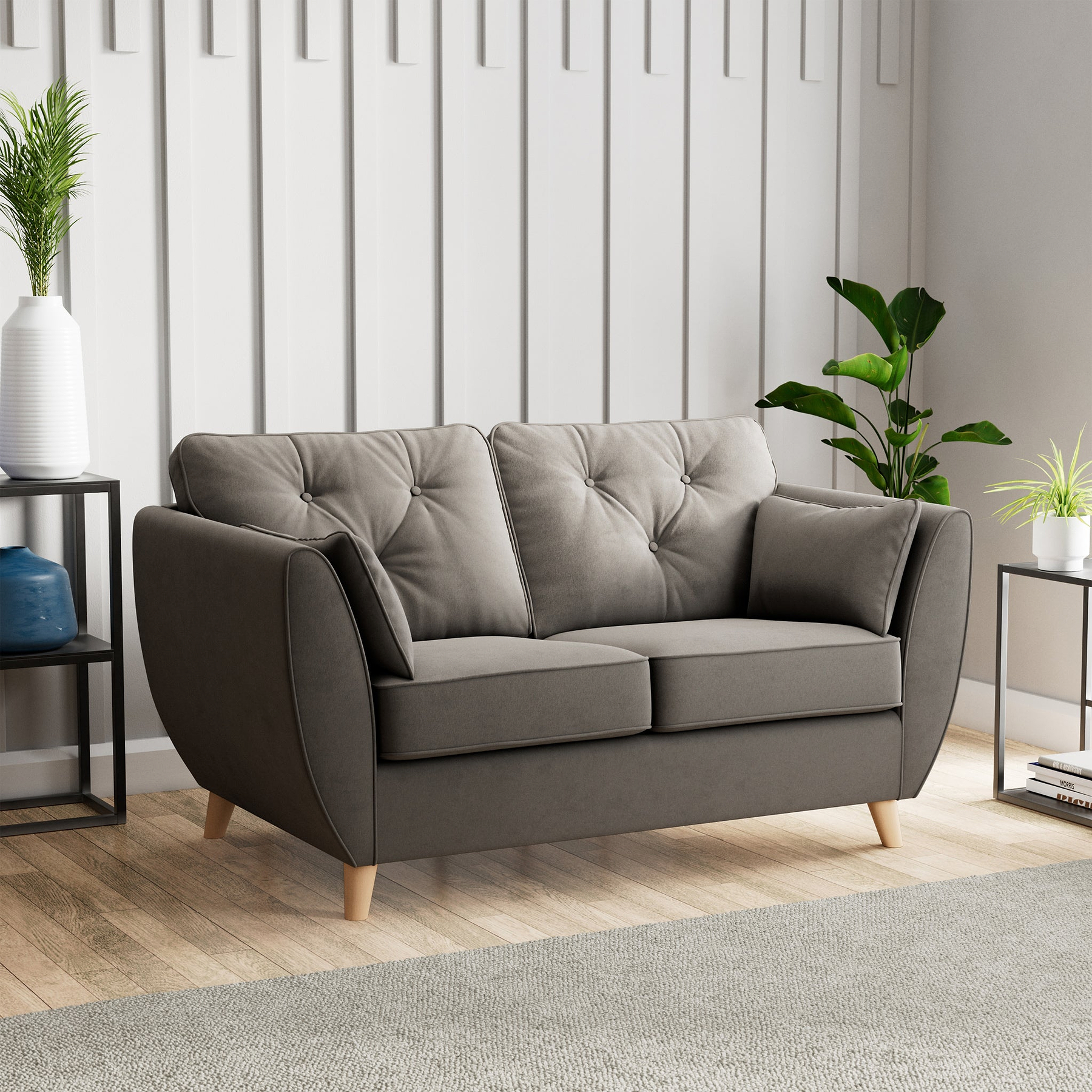 Edison 2 Seater Sofa Light Feet Asphalt from Roseland Furniture
