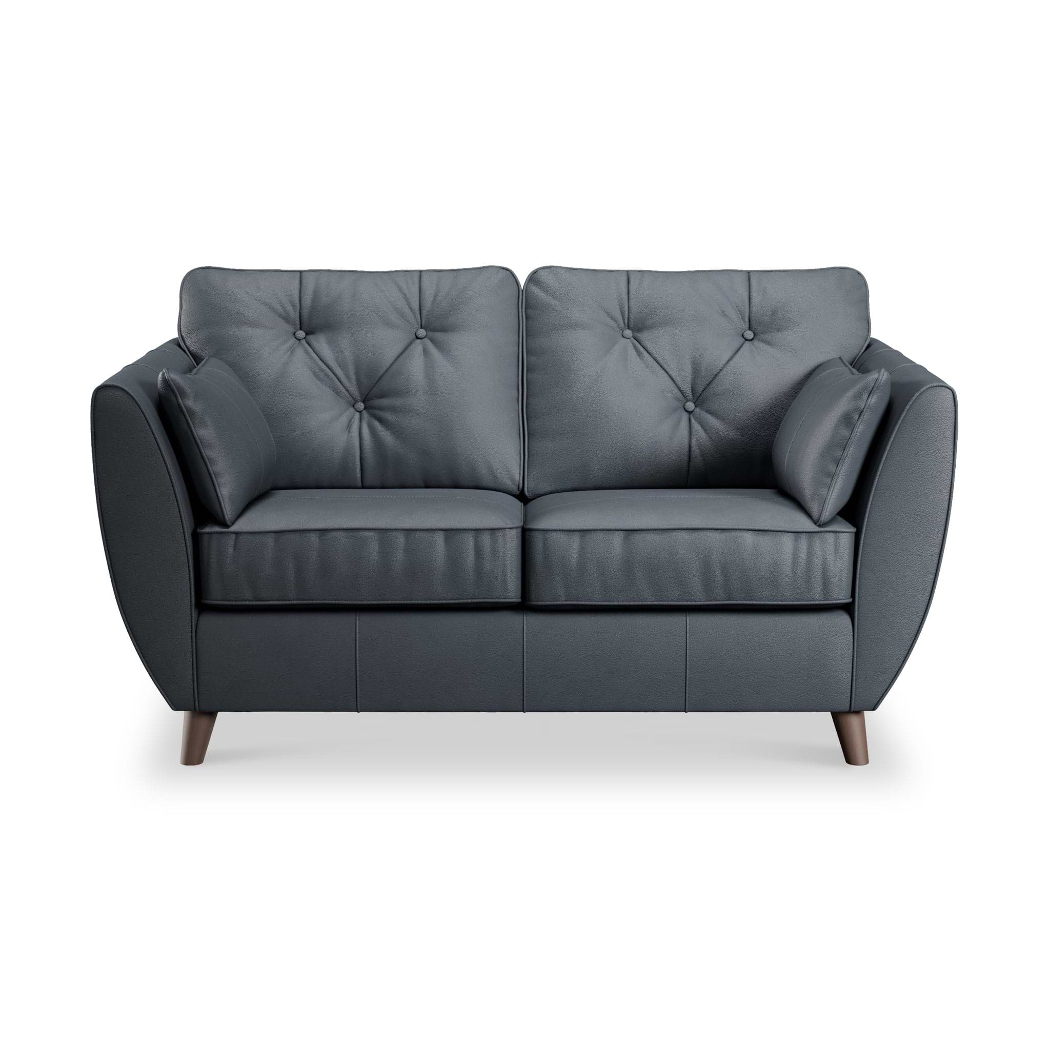 Edison Leather 2 Seater Sofa Dark Feet Navy from Roseland Furniture
