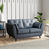 Edison Leather 2 Seater Sofa Dark Feet Navy from Roseland Furniture