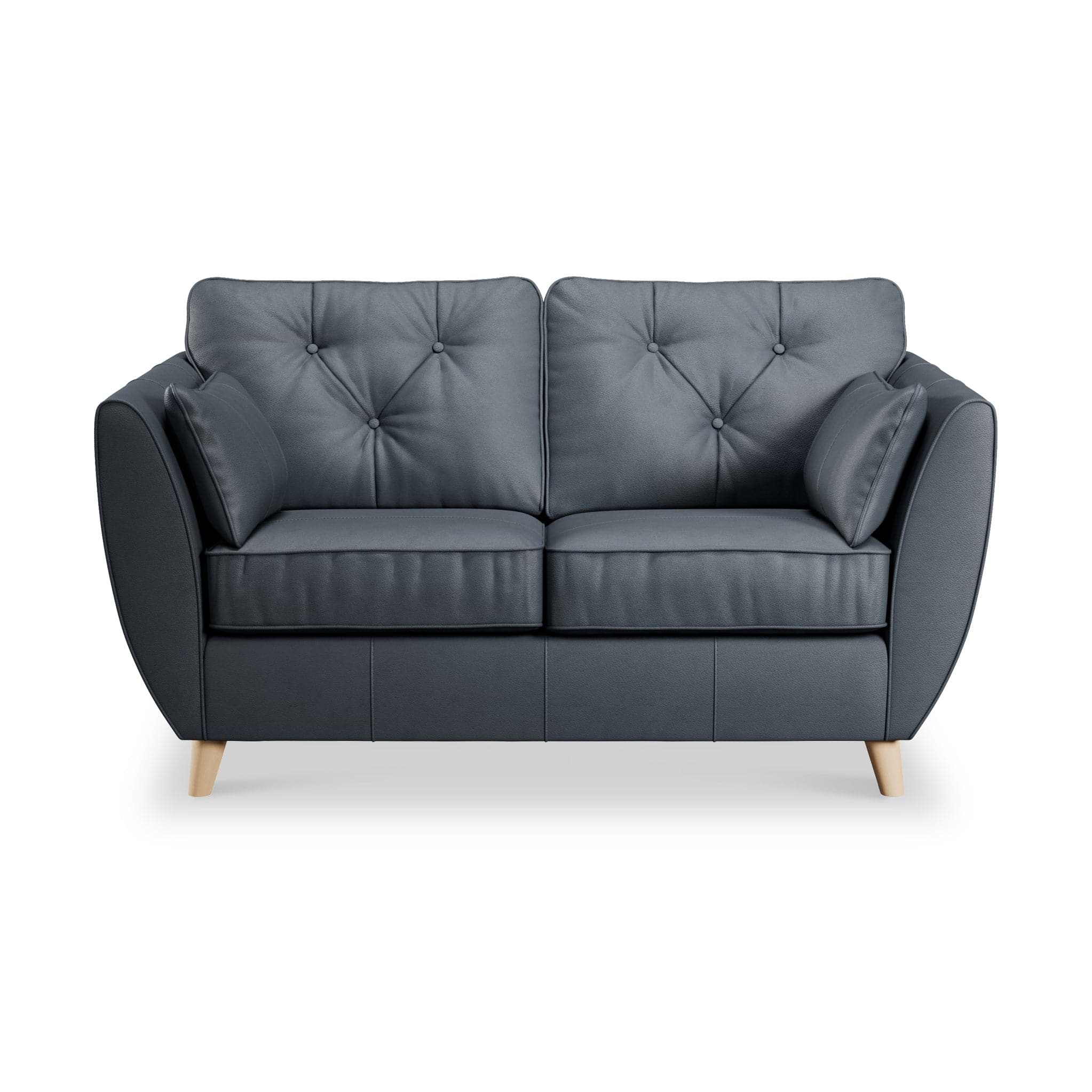 Edison Leather 2 Seater Sofa Light Feet Navy from Roseland Furniture