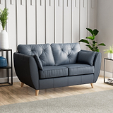 Edison Leather 2 Seater Sofa Light Feet Navy from Roseland Furniture