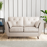 Edison Leather 2 Seater Sofa Dark Feet Cloud Grey Close1 from Roseland Furniture