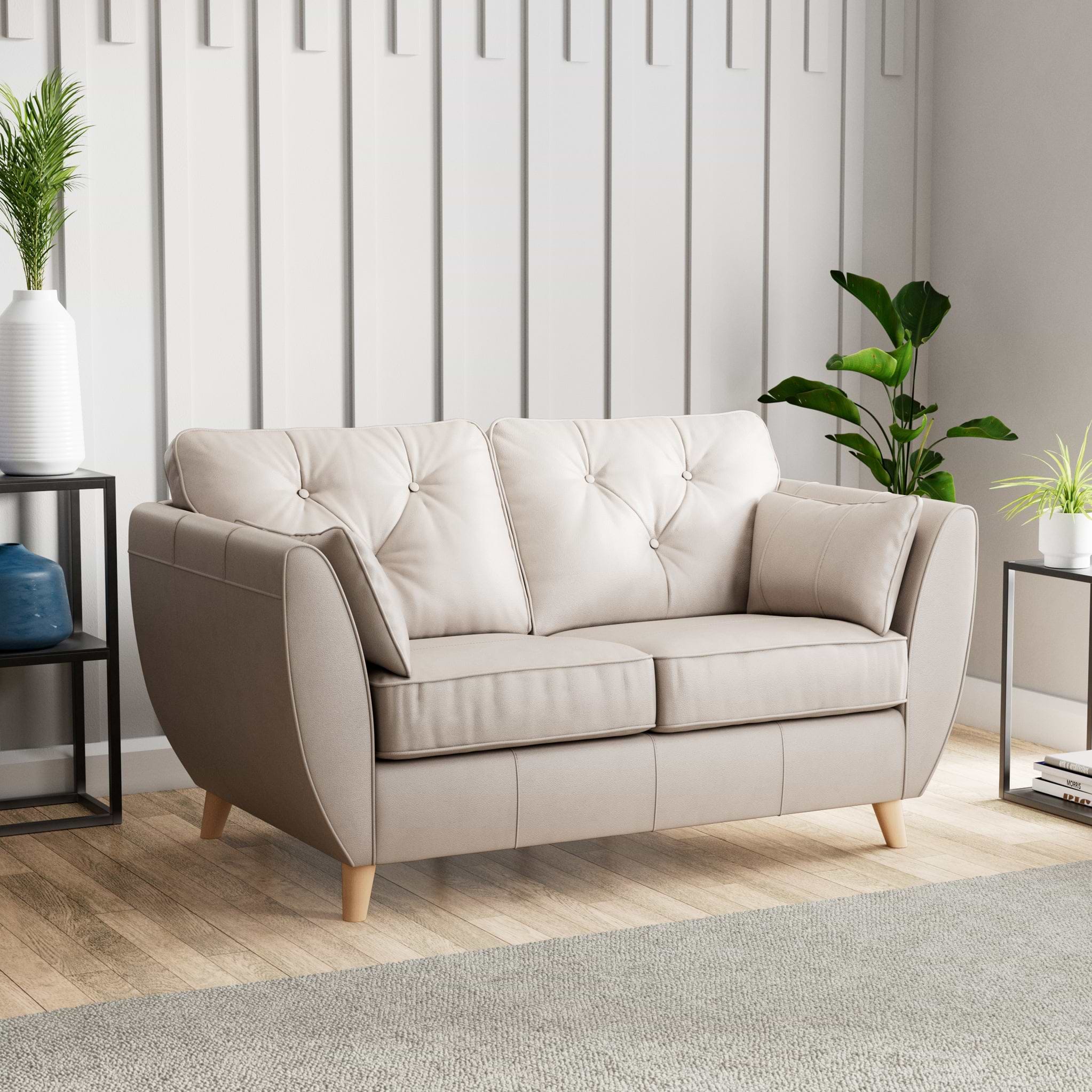 Edison Leather 2 Seater Sofa Light Feet Cloud Grey from Roseland Furniture
