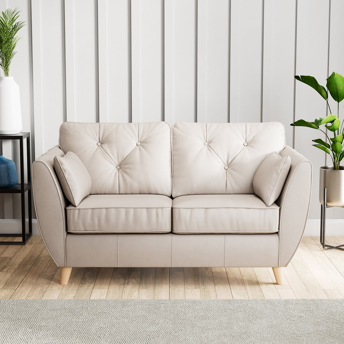 Edison Leather 2 Seater Sofa Light Feet Cloud Grey from Roseland Furniture