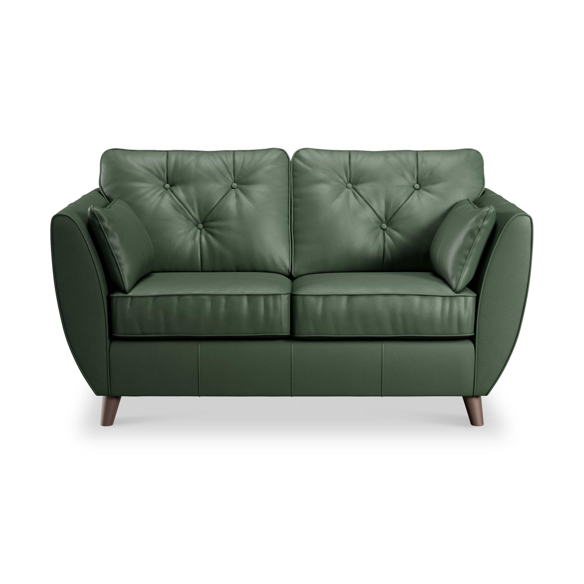 Edison Leather 2 Seater Sofa Dark Feet Hunter Green from Roseland Furniture
