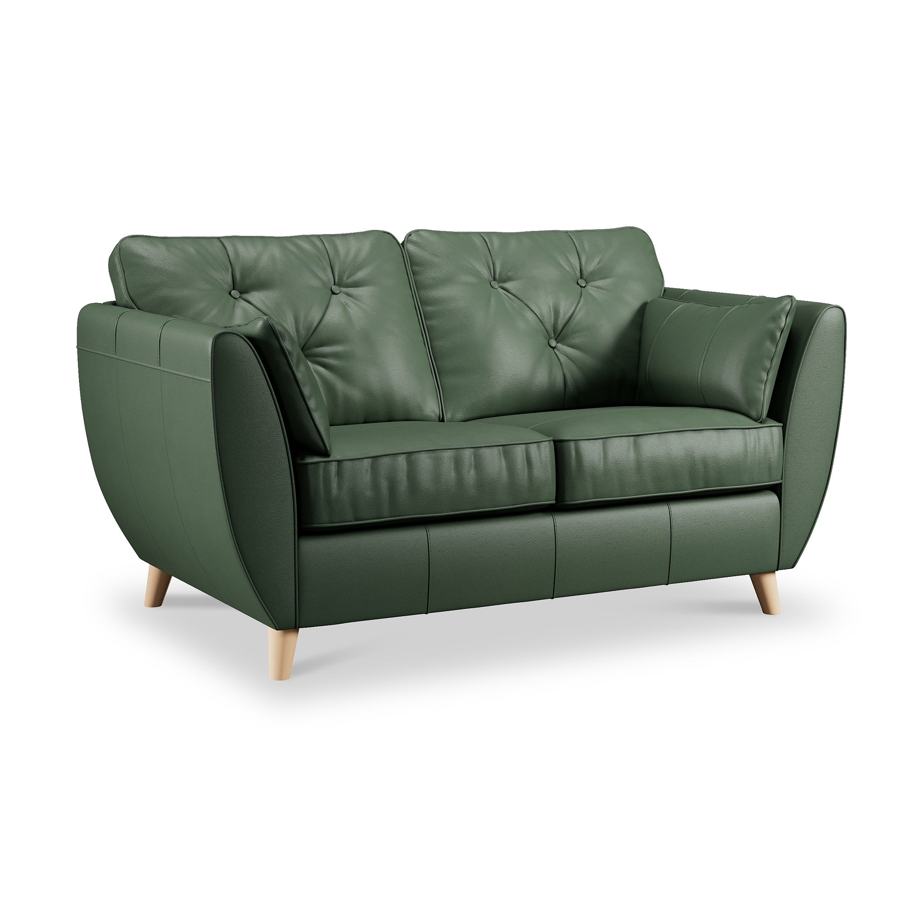 Edison Leather 2 Seater Sofa Light Feet Hunter Green from Roseland Furniture