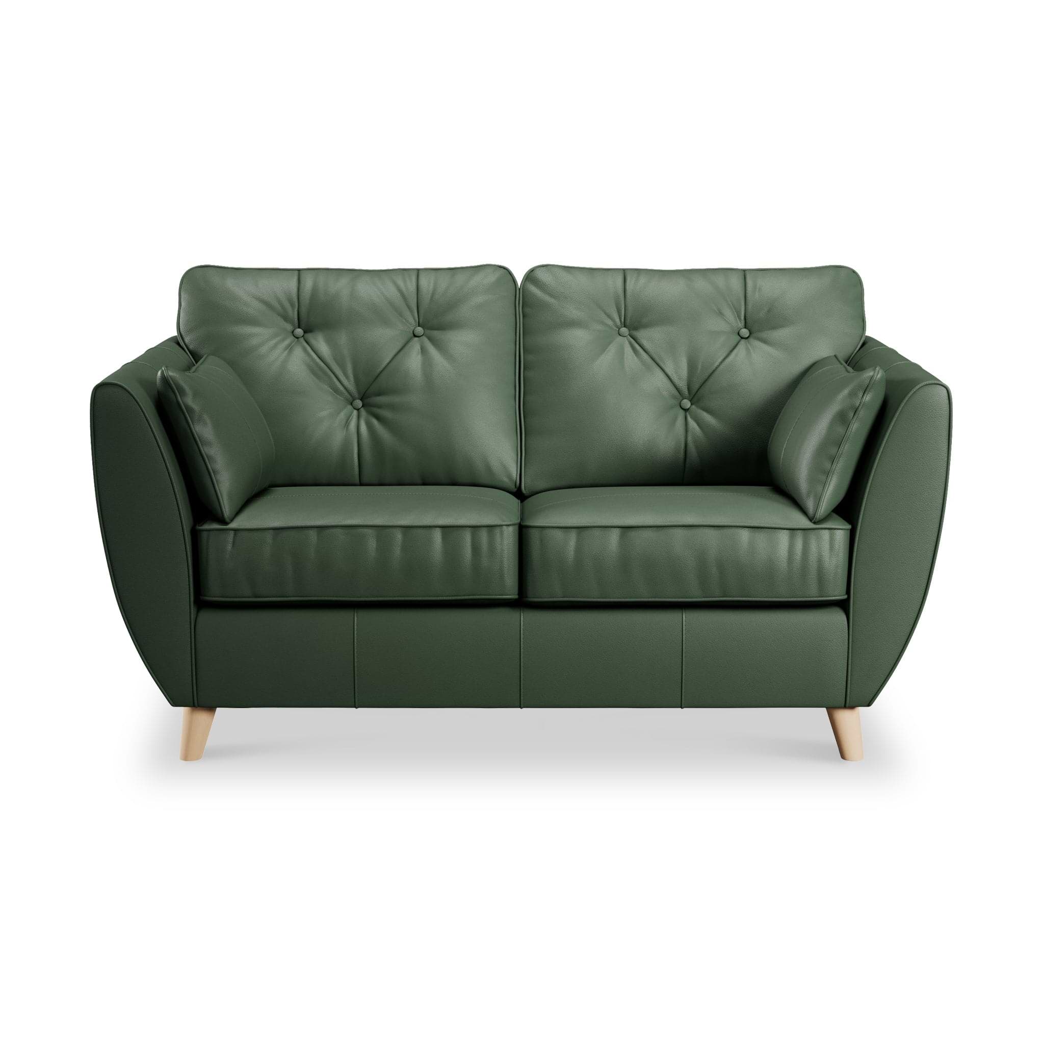 Edison Leather 2 Seater Sofa Light Feet Hunter Green from Roseland Furniture