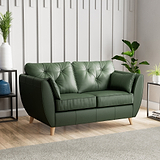 Edison Leather 2 Seater Sofa Light Feet Hunter Green from Roseland Furniture