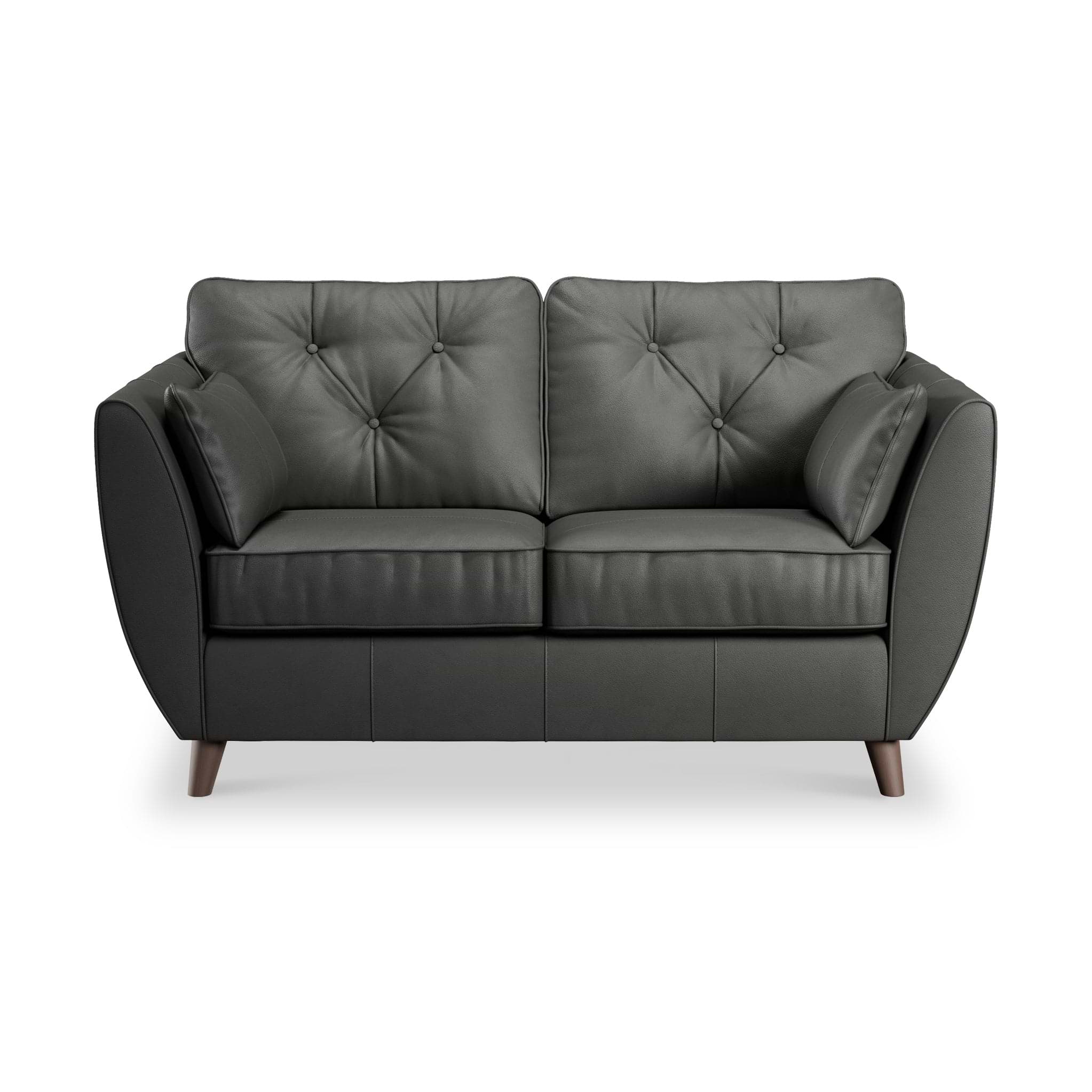 Edison Leather 2 Seater Sofa Dark Feet Raven from Roseland Furniture