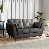 Edison Leather 2 Seater Sofa Dark Feet Raven from Roseland Furniture