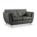 Edison Leather 2 Seater Sofa Light Feet Raven from Roseland Furniture