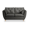 Edison Leather 2 Seater Sofa Light Feet Raven from Roseland Furniture