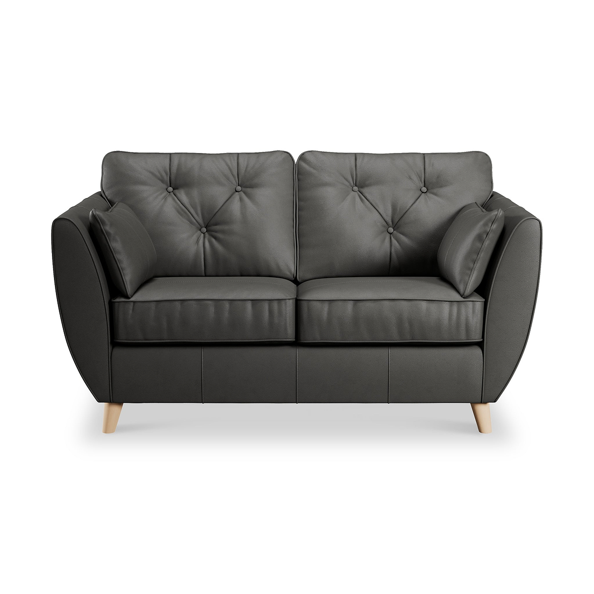 Edison Leather 2 Seater Sofa Light Feet Raven from Roseland Furniture