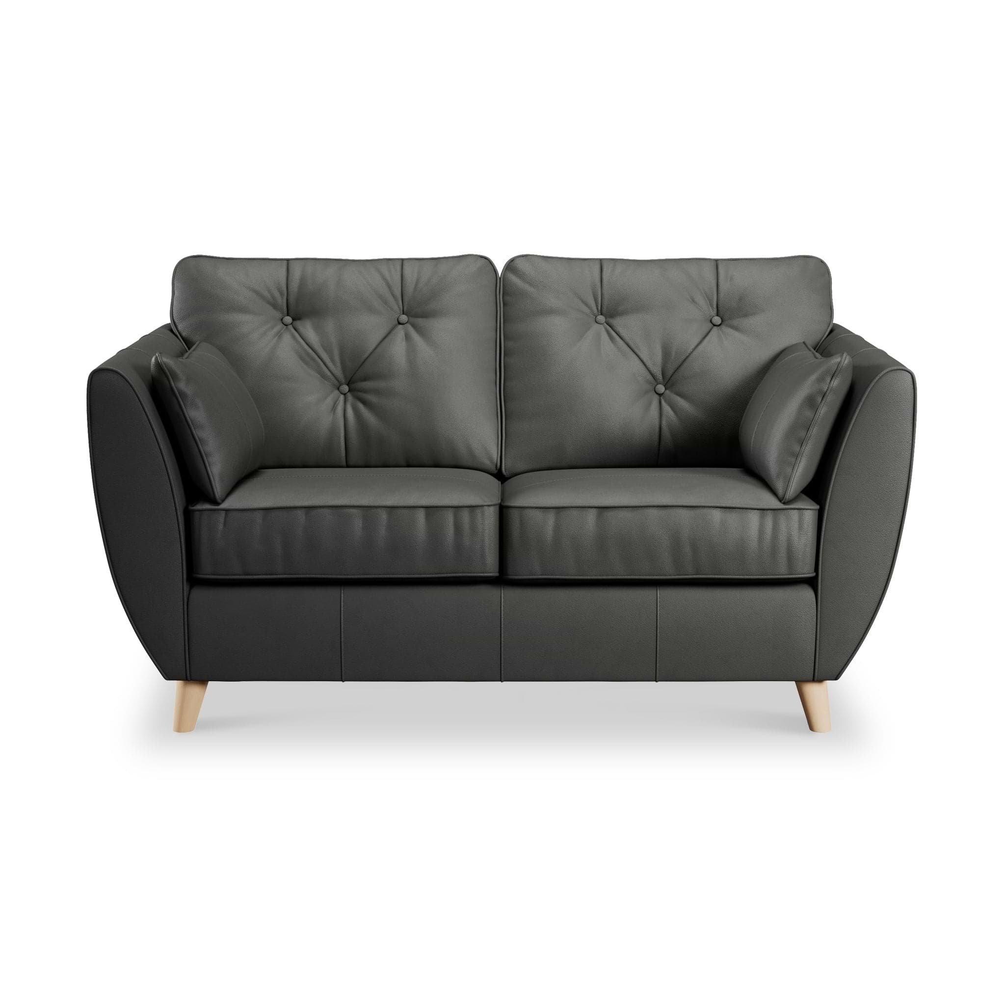 Edison Leather 2 Seater Sofa Light Feet Raven from Roseland Furniture
