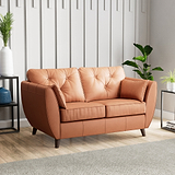 Edison Leather 2 Seater Sofa Dark Feet Saddle from Roseland Furniture