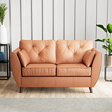 Edison Leather 2 Seater Sofa Dark Feet Saddle from Roseland Furniture