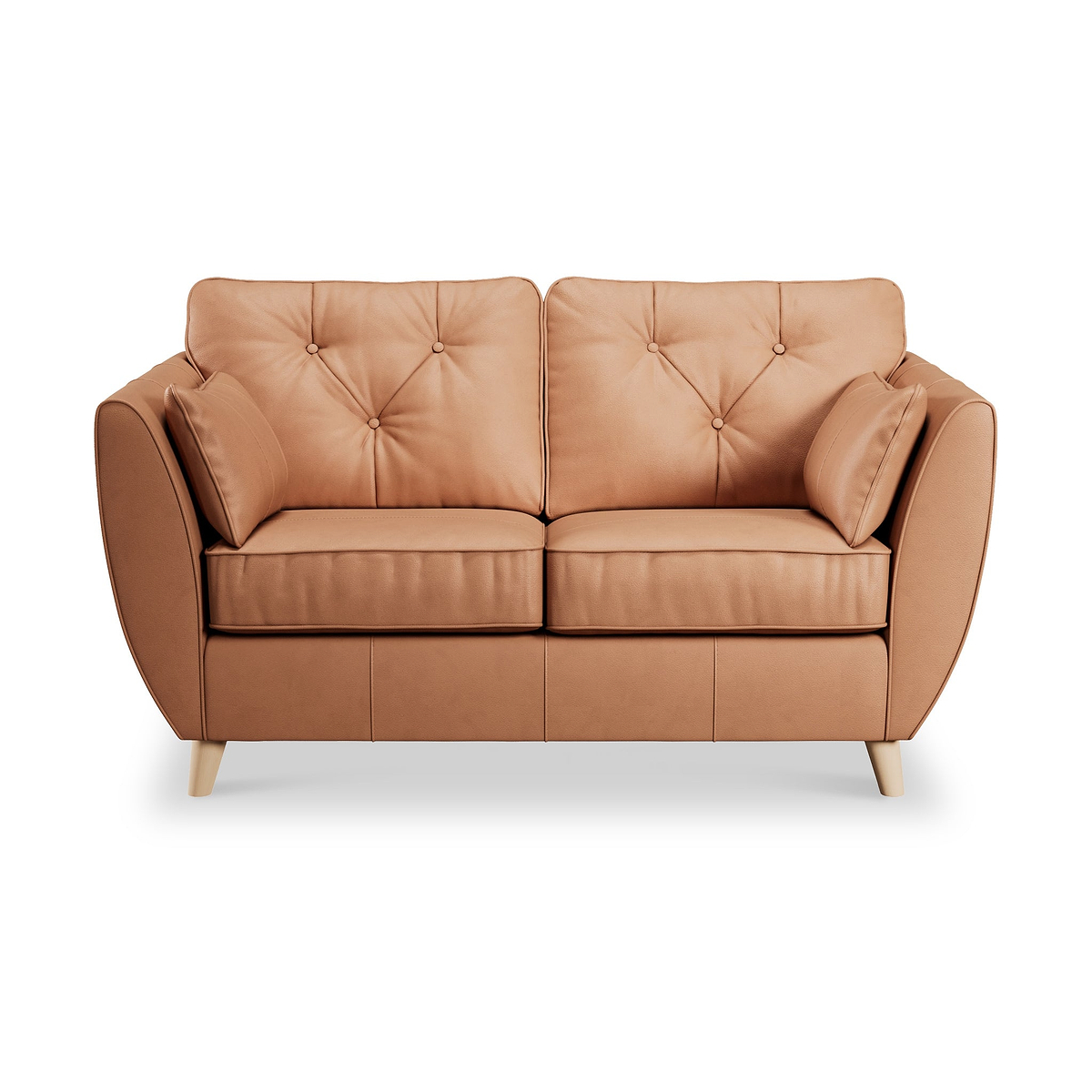 Edison Leather 2 Seater Sofa Light Feet Saddle from Roseland Furniture