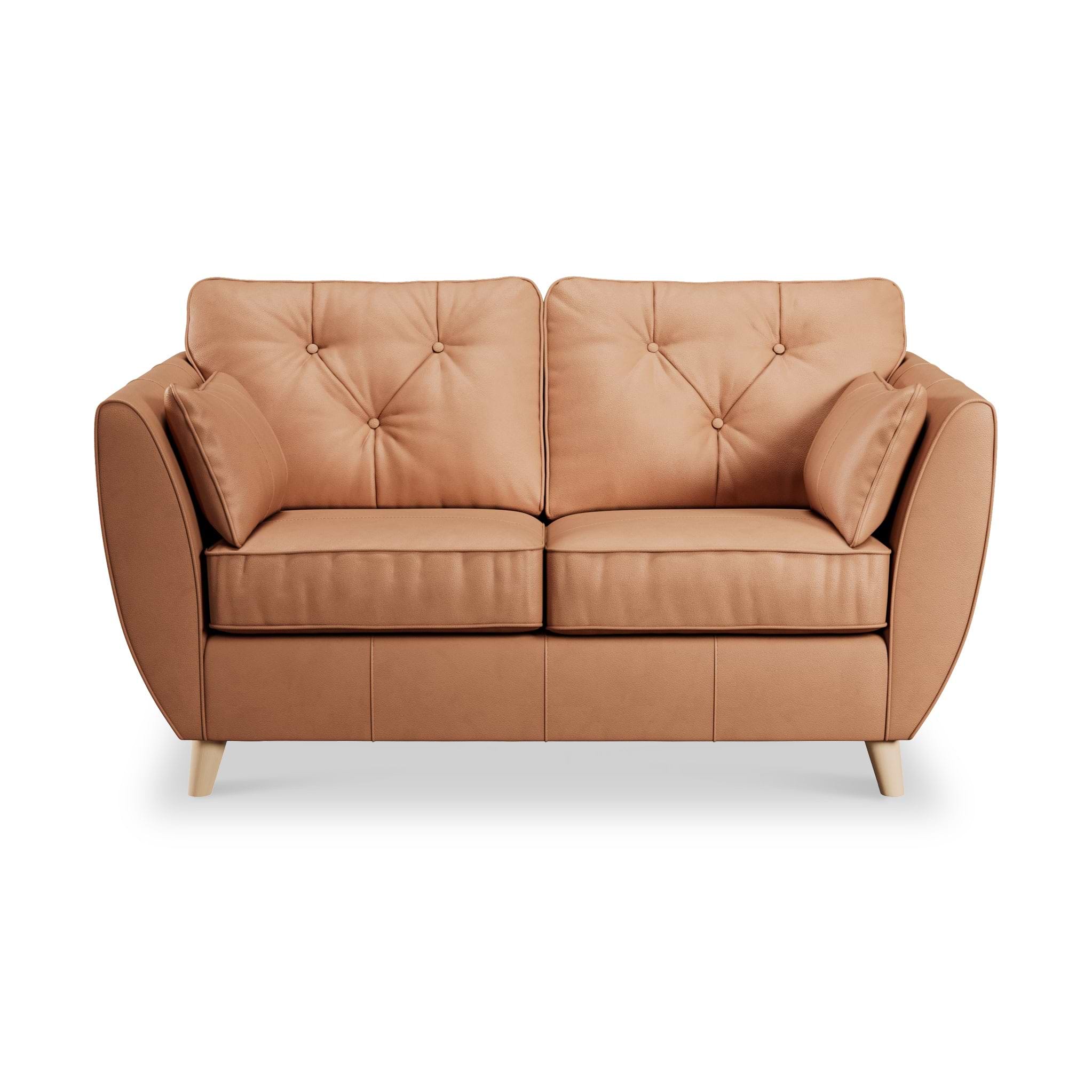 Edison Leather 2 Seater Sofa Light Feet Saddle from Roseland Furniture