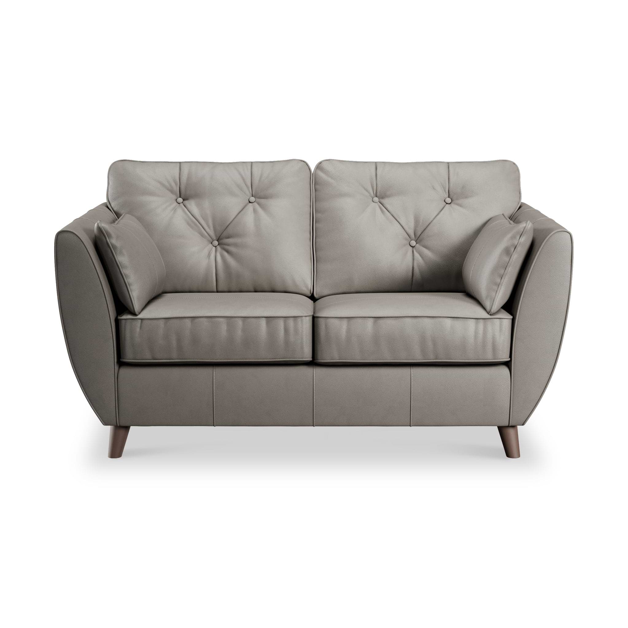 Edison Leather 2 Seater Sofa Dark Feet Stone Grey from Roseland Furniture