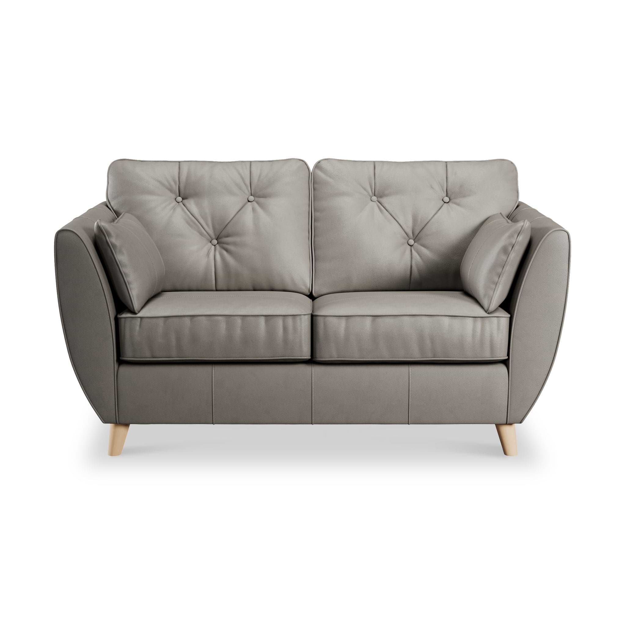 Edison Leather 2 Seater Sofa Light Feet Stone Grey from Roseland Furniture